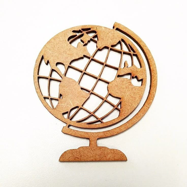MDF Stand with Round World Map Cutout