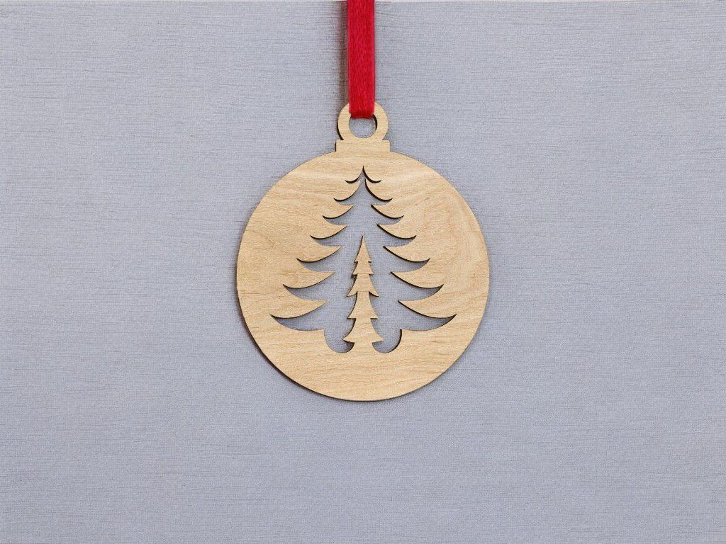 MDF Christmas Xmas Tree Decorations Ball Cutout